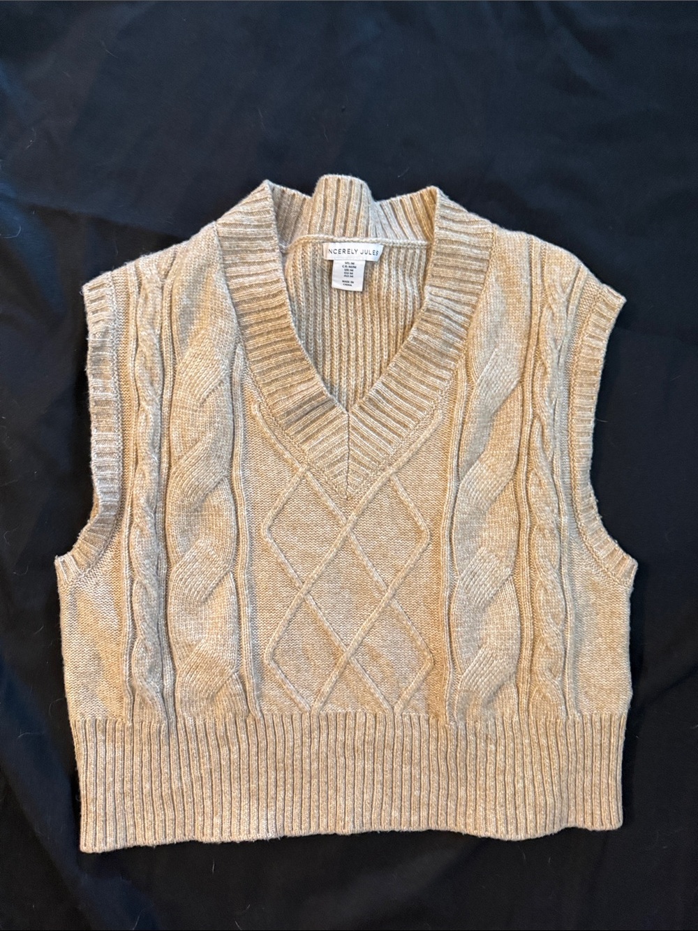 Sincerely Jules Taupe Ribbed V-Neck Sweater